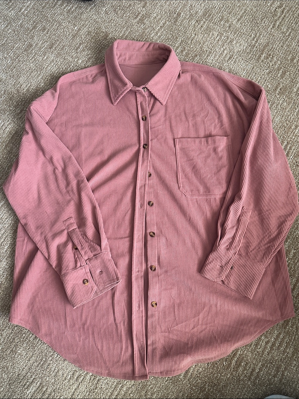 Women’s Dusty Rose Corduroy Button-Up Shirt